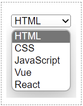 展开后的HTML下拉列表