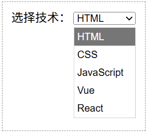 展开后的下拉列表