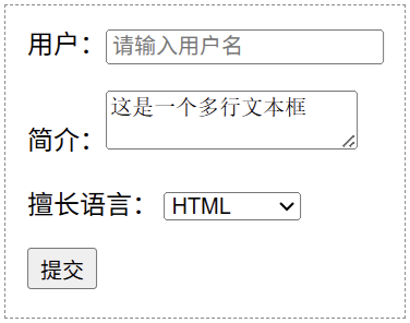 HTML form标签示例