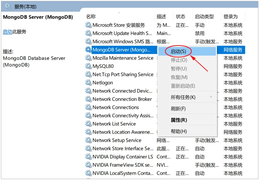 启动 MongoDB 服务